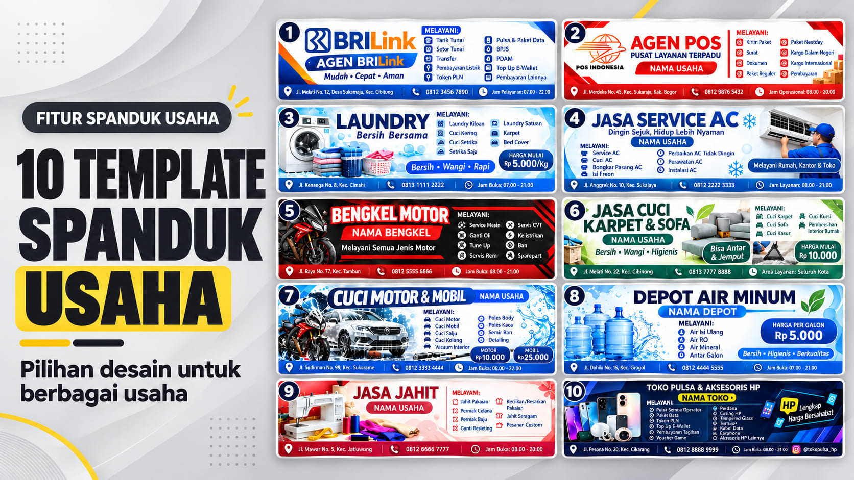 Fitur Baru: Spanduk Usaha AI — 10 Template Spanduk Usaha